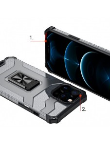 Crystal Ring Case Kickstand Tough Rugged Cover för iPhone 12 Pro Max svart