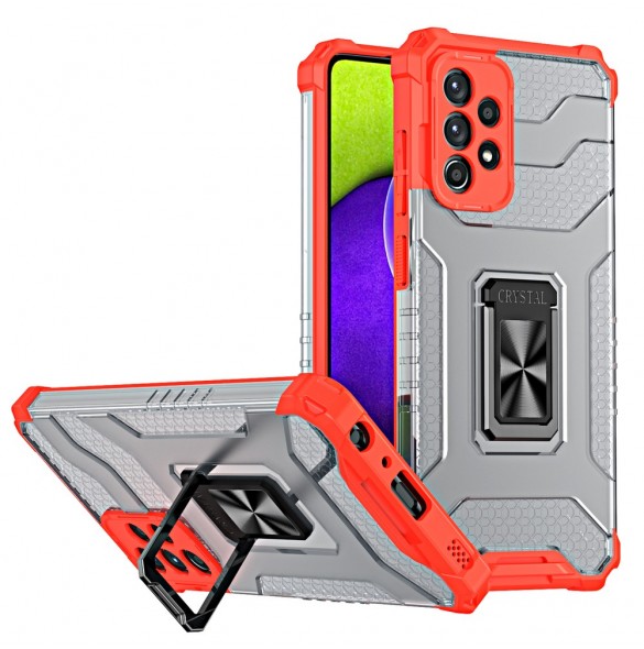 Crystal Ring Case Kickstand Tough Rugged Cover för Samsung Galaxy A72 4G röd