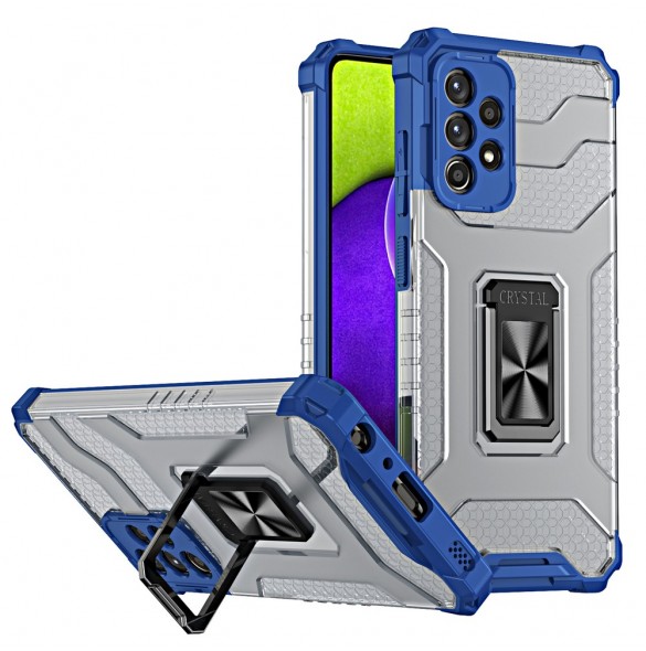 Crystal Ring Case Kickstand Tough Rugged Cover för Samsung Galaxy A72 4G blå