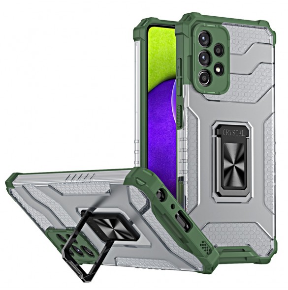 Crystal Ring Case Kickstand Tough Rugged Cover för Samsung Galaxy A72 4G grön