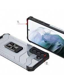 Crystal Ring Case Kickstand Tough Rugged Cover för Samsung Galaxy S21 5G blå