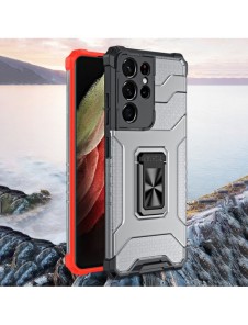 Crystal Ring Case Kickstand Tough Rugged Cover för Samsung Galaxy S21 Ultra 5G blå