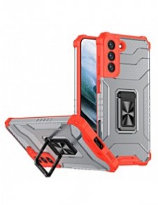 Crystal Ring Case Kickstand Tough Rugged Cover för Samsung Galaxy S21 FE röd