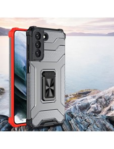 Crystal Ring Case Kickstand Tough Rugged Cover för Samsung Galaxy S21 FE röd