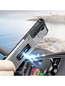 Crystal Ring Case Kickstand Tough Rugged Cover för Samsung Galaxy S21 FE röd