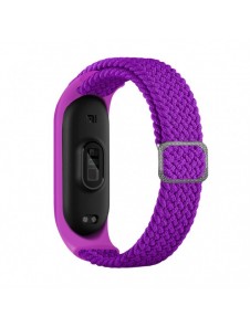 Rem Tygbyte bandrem för Xiaomi Mi Band 6/5/4/3 flätat tygarmband lila