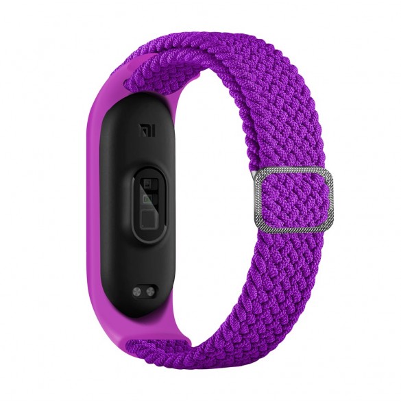 Rem Tygbyte bandrem för Xiaomi Mi Band 6/5/4/3 flätat tygarmband lila