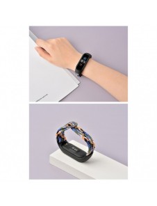 Rem Tygbyte bandrem för Xiaomi Mi Band 6/5/4/3 flätat tygarmband lila