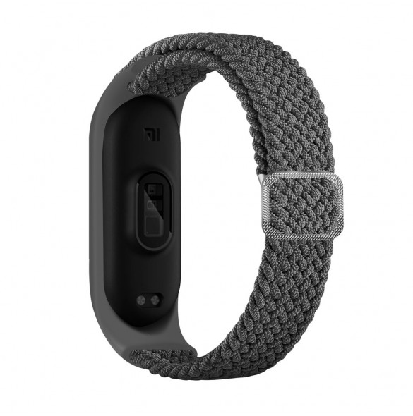 Rem Tygbyte bandrem för Xiaomi Mi Band 6/5/4/3 flätat tygarmband grå