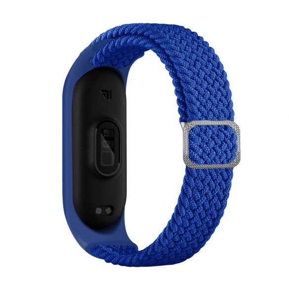 Rem Tygbyte bandrem för Xiaomi Mi Band 6/5/4/3 flätat tygarmband blå