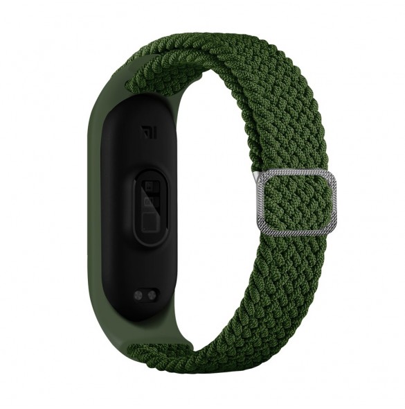 Rem Tygbyte bandrem för Xiaomi Mi Band 6/5/4/3 flätat tygarmband grönt