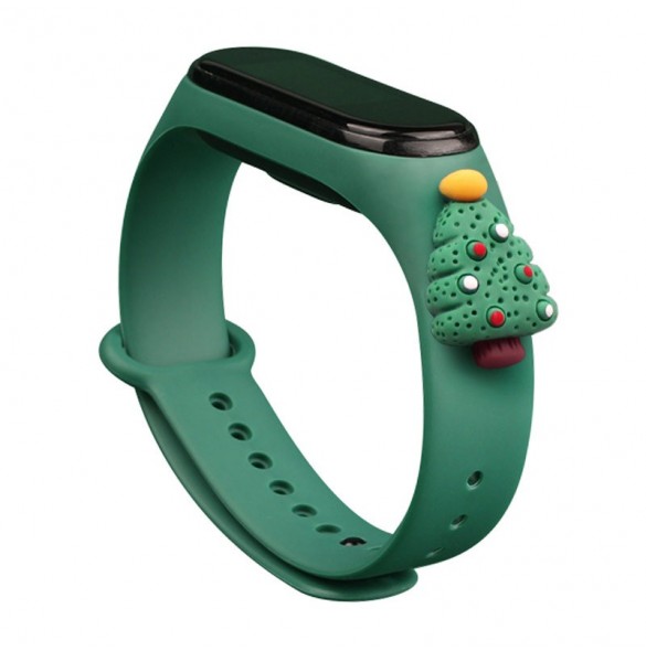 Rem Xmas Armband för Xiaomi Mi Band 4 / Mi Band 3 Jul Silikon Armband Mörkgrönt (Julgran 2)