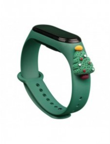 Rem Xmas Armband för Xiaomi Mi Band 4 / Mi Band 3 Jul Silikon Armband Mörkgrönt (Julgran 2)