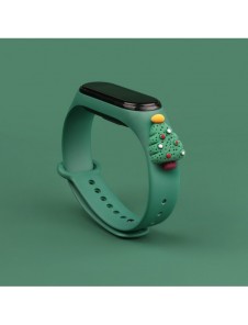 Rem Xmas Armband för Xiaomi Mi Band 4 / Mi Band 3 Jul Silikon Armband Mörkgrönt (Julgran 2)