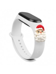 Rem Xmas Armband för Xiaomi Mi Band 4 / Mi Band 3 Jul Silikon Armband Vit (Jultomten)
