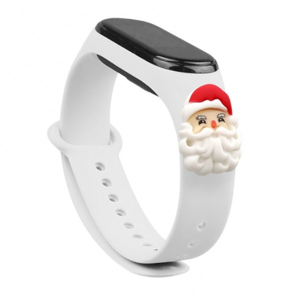 Rem Xmas Armband för Xiaomi Mi Band 4 / Mi Band 3 Jul Silikon Armband Vit (Jultomten)