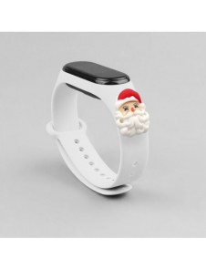 Rem Xmas Armband för Xiaomi Mi Band 4 / Mi Band 3 Jul Silikon Armband Vit (Jultomten)