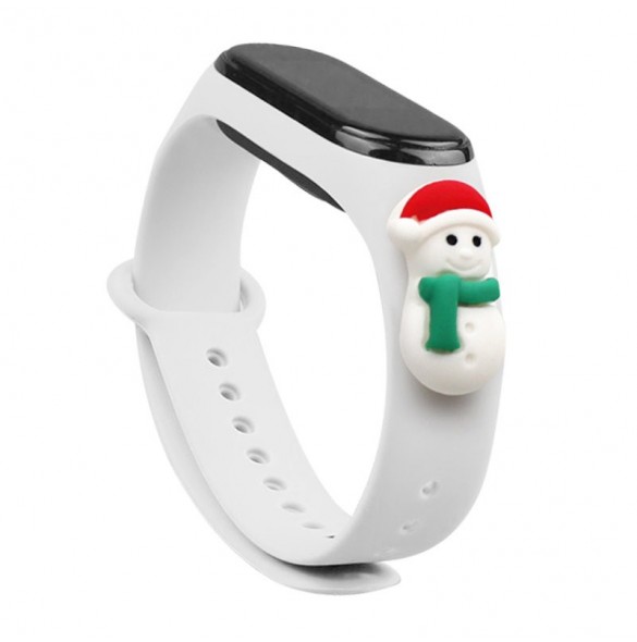 Rem Xmas Armband för Xiaomi Mi Band 4 / Mi Band 3 Christmas Silikon Armband Vit (Snowman 1)