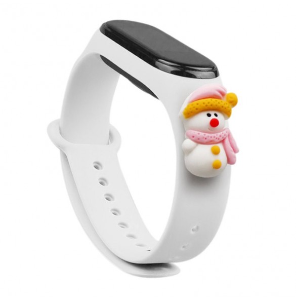 Rem Xmas Armband för Xiaomi Mi Band 4 / Mi Band 3 Jul Silikon Armband Vit (Snowman 2)