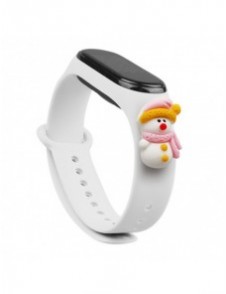 Rem Xmas Armband för Xiaomi Mi Band 4 / Mi Band 3 Jul Silikon Armband Vit (Snowman 2)