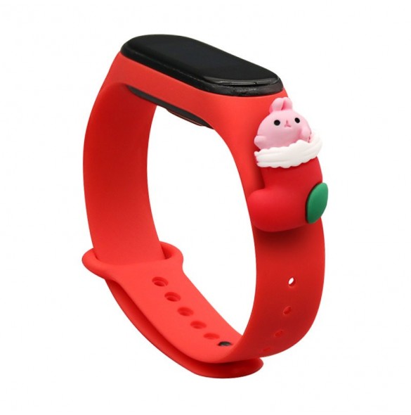 Rem Xmas Armband för Xiaomi Mi Band 4 / Mi Band 3 Jul Silikon Armband Röd (Santa 1)