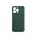 Card Armor Case Fodral för iPhone XS Max Kortplånbok Silikon Air Bag Armor Green