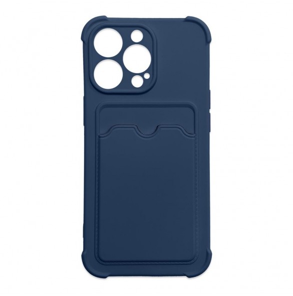 Card Armor Case Fodral till iPhone 11 Pro Max Kortplånbok Silikon Air Bag Armor Case Marinblå