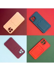 Card Armor Case Pouch Cover för iPhone 12 Pro Card Wallet Silikon Air Bag Armor Röd