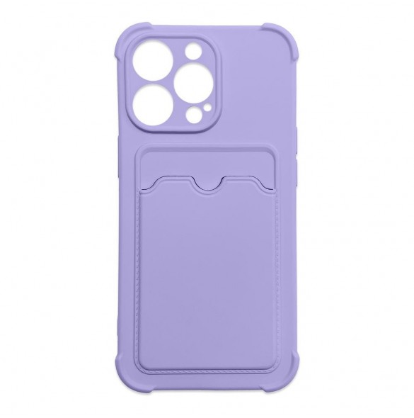 Card Armor Case Fodral till iPhone 12 Pro Card Wallet Silikon Air Bag Armor Case Lila