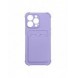 Card Armor Case Fodral till iPhone 12 Pro Card Wallet Silikon Air Bag Armor Case Lila
