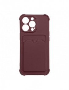 Card Armor Case Fodral för iPhone 12 Pro Card Wallet Silikon Air Bag Armor Case Hallon