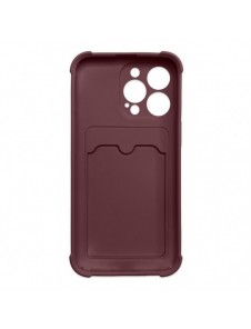 Card Armor Case Fodral för iPhone 12 Pro Max Kortplånbok Silikon Air Bag Armor Case Hallon