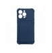 Card Armor Case Fodral för Samsung Galaxy A32 4G Card Plånbok Silikon Armor Cover Airbag Marinblå