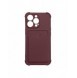 Card Armor Case Fodral för Samsung Galaxy A22 4G Card Plånbok Silikon Armor Cover Airbag Hallon