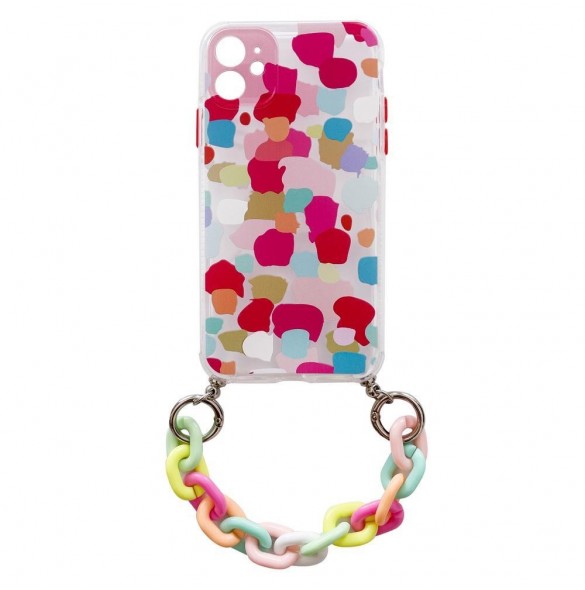 Color Chain Case gel flexibelt elastiskt fodral med ett kedjehänge för Samsung Galaxy A12 multicolour (2)