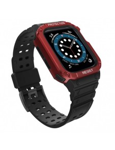 Protect Strap Band Band med fodral för Apple Watch 7 / SE (41/40 / 38mm) fodral Pansarklocka Svart