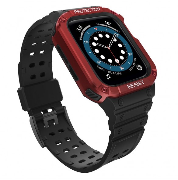 Protect Strap Band Band med fodral för Apple Watch 7 / SE (41/40 / 38mm) fodral Pansarklocka Svart