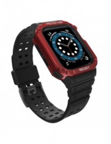 Protect Strap Band Band med fodral för Apple Watch 7 / SE (41/40 / 38mm) fodral Pansarklocka Svart