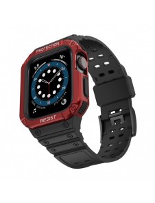 Protect Strap Band Band med fodral för Apple Watch 7 / SE (41/40 / 38mm) fodral Pansarklocka Svart