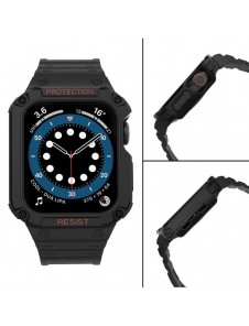 Protect Strap Band Band med fodral för Apple Watch 7 / SE (41/40 / 38mm) fodral Pansarklocka Svart