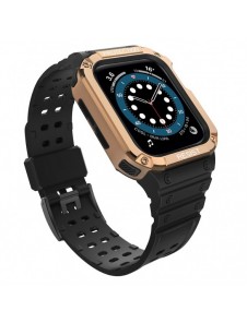 Protect Strap Band Band med fodral för Apple Watch 7 / SE (41/40 / 38mm) fodral Pansarklocka Svart