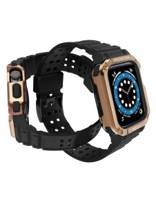 Protect Strap Band Band med fodral för Apple Watch 7 / SE (41/40 / 38mm) fodral Pansarklocka Svart