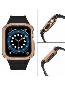 Protect Strap Band Band med fodral för Apple Watch 7 / SE (41/40 / 38mm) fodral Pansarklocka Svart