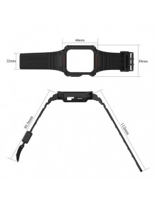 Protect Strap Band Band med fodral för Apple Watch 7 / SE (41/40 / 38mm) fodral Pansarklocka Svart