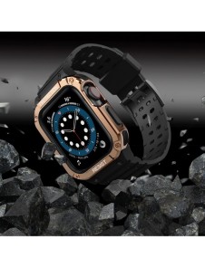 Protect Strap Band Band med fodral för Apple Watch 7 / SE (41/40 / 38mm) fodral Pansarklocka Svart