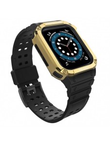 Protect Strap Band Band med fodral för Apple Watch 7 / SE (41/40 / 38mm) fodral Pansarklocka Svart