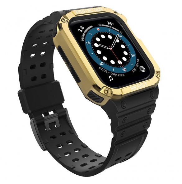 Protect Strap Band Band med fodral för Apple Watch 7 / SE (41/40 / 38mm) fodral Pansarklocka Svart
