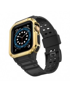 Protect Strap Band Band med fodral för Apple Watch 7 / SE (41/40 / 38mm) fodral Pansarklocka Svart