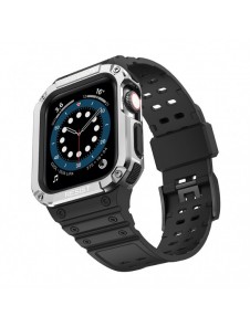 Protect Strap Band Band med fodral för Apple Watch 7 / SE (41/40 / 38mm) fodral Pansarklocka Svart