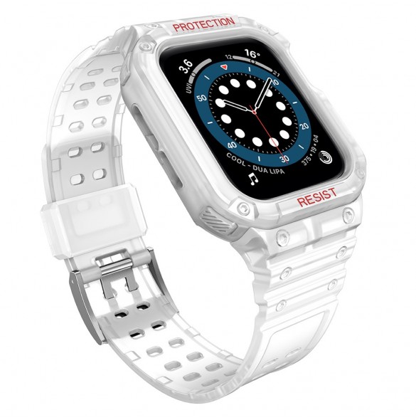 Protect Strap Band Band med fodral för Apple Watch 7 / SE (41/40 / 38mm) fodral Pansarklocka Vit